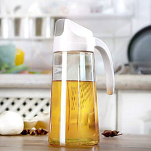 Dispenser di olio senza gocciolamento Auto Flip Glass Condimento per insalata Bottiglia Condimento per olio Contenitori per olio da cucina per olio Manico antigoccia per la cottura della cu(bianca)