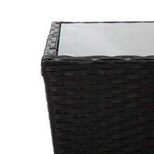 vidaXL Tavolino Tavolo Tavolinetto Tavolo di Servizio Tavolino Laterale Mobile Arredo Arredamento Nero 41,5x41,5x43 cm in Polyrattan e Vetro Temperato