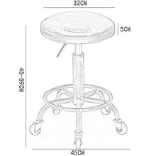 GYPPG Sgabello di Bellezza con Sollevamento in Acciaio retrò, Sgabello da Pranzo Rotondo in Pelle PU Girevole a 360 ° Sgabello per Trucco Domestico Negozio di Barbiere Sedia da Barbiere