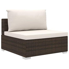 vidaXL Set Divani da Giardino 8 pz con Cuscini Foderati Lavabili Modulare Leggero Elegante Arredi da Esterno in Polyrattan Marrone Telaio in Acciaio