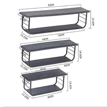 Semplicità Elegante Scaffale a Muro Scaffalature Sospese Scaffali in Ferro Arte Legno Massiccio Dormitorio Semplice Stoccaggio Cuscinetto Resistente, 2 Colori, 3 Dimensioni, HJJ, Nero, 54x12x14.3c