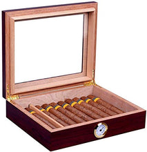 WAWAYU Portasigari, Legno di Cedro umidificatore Portatile con Copertura in Vetro, Opaca Vernice Cigar Box