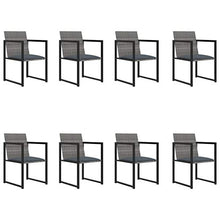 vidaXL Set da Pranzo da Giardino 9 pz con Cuscini in Polyrattan Grigio