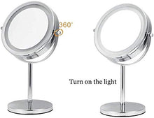 Trucco specchio con luci Double Sided illuminato trucco specchio-7in LED specchio con luci, 1x / 5x ingrandimento Specchio da toilette, Specchio rotondo cosmetici for il bagno o camera da letto contro