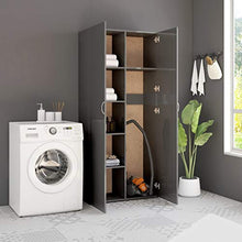 FAMIROSA Armadietto Grigio Lucido 80x35,5x180 cm in Truciolato