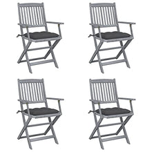 vidaXL Sedie da Giardino Pieghevoli 4pz con Cuscini in Massello Acacia