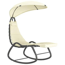 vidaXL Dondolo da Giardino Crema 160x80x195 cm in Tessuto