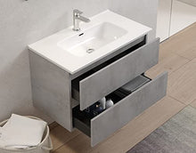 MaMa Store Atena Mobile sospeso con lavabo, Specchio e Lampada LED, Laminato Grigio Cemento L. 101 X P. 47 X H. 53 cm
