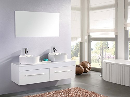 MOBILE BAGNO DOPPIO LAVABO ARREDO BAGNO COMPLETO 150 cm RUBINETTI White Cardellino