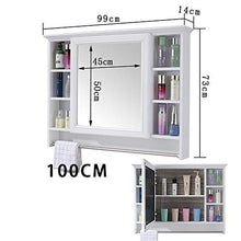 Armadio da stoccaggio a parete Cabinet in fibra di carbonio con specchio specchio del bagno Governo di immagazzinaggio for il bagno Appartamento Bagno ( Color : White , Size : 99X73X14CM )