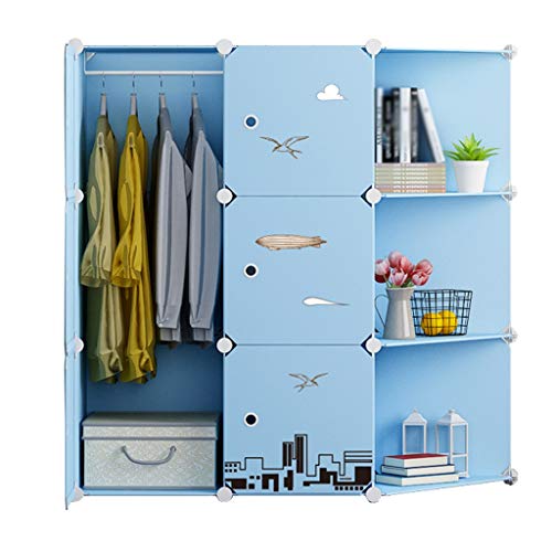 Locker 3-Gitter Armadio Guardaroba Rimovibili di Plastica 6-Porta Angolo Scaffali Abbigliamento Home Camera Blu 111X47X111CM MUMUJIN