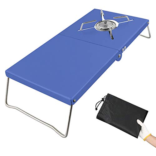 Tavolo termico pieghevole Tovelent o singolo bruciatore 1 unità, multiuso leggero, compatibile con 4 tipi di bruciatori, facile da trasportare (blu)