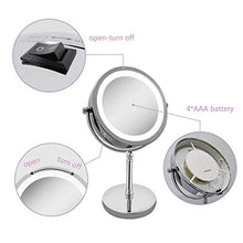 Specchio cosmetico Illuminato, Specchio cosmetico con ingrandimento 1X / 10X Specchio cosmetico Portatile Rotazione a 360 Gradi a Batteria