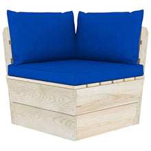 SKM Set Divani da Giardino su Pallet 6 pz con Cuscini Legno Abete (111kg) Blu-3562