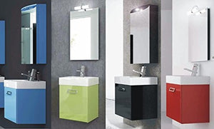 Bagno Italia Mobile Arredo Bagno da 44 cm sospeso un anta lavabo ceramica con specchio moderno in 20 colorazioni diverse (anche bianco) Mobili arredi 1 l