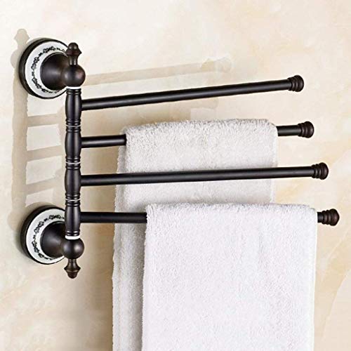 ABWYB Portasciugamani Portasciugamani Portasciugamani Semplice ed Elegante Girevole Multifunzione in Rame Nero a 4 Barre Portasciugamani da Bagno (Edizione: A)