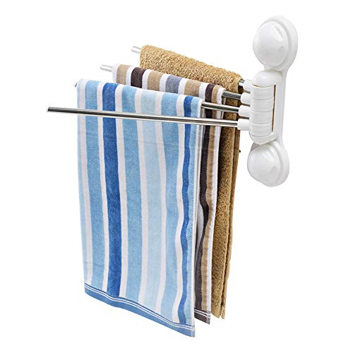 Portasciugamani 1 x portasciugamani girevole, elegante portasciugamani in acciaio inossidabile con 4 barre, portasciugamani a battente for bagno / WC, nessuna perforazione / foro libero adatto for cuc