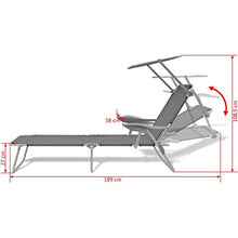 Festnight Lettino Predisole Pieghevole con Schienale e tettuccio Regolabil da Giardino/Patio/Campeggio Spiaggia da Esterni Rivestimento in Tessuto e Tettuccio in Acciaio 58x189x27 cm