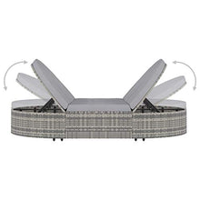 Tidyard Lettino Prendisole 2 Posti con Cuscini in Polyrattan Grigio, Lettini da Giardino, Sedie a Sdraio da Giardino, Lettino da Esterno 198 x 138 x 28 cm