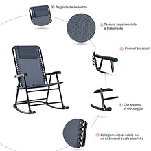 Outsunny Set Tavolino e Sedie da Giardino Pieghevoli e a Dondolo per Esterno, Balcone, Terrazzo, Grigio