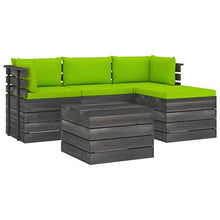 FAMIROSA Set Divani da Giardino su Pallet 5 pz con Cuscini Massello Pino-1814