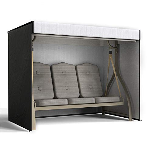 Keyohome Copertura Altalena 3 Posti Giardino Impermeabile in Poliestere 190T UV-Resistente Copertura Dondolo Durevole Utilizzate in Giardini Aperti (220x125x170cm, Nero)