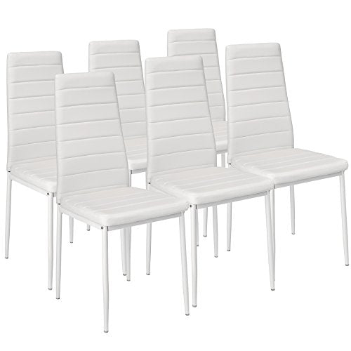 TecTake Set di 6 sedie per Sala da Pranzo 41x45x98,5cm Bianco