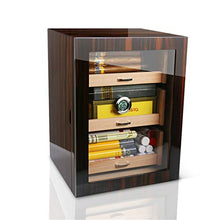 Humidor Cabinet - Scatola Portasigari Humidor - Vetrina Humidor in Legno Di Cedro Vernice Per Pianoforte Con Umidificatore e Igrometro Digitale