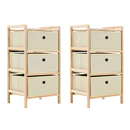 FAMIROSA Armadietti 2 pz con 6 Cesti in Tessuto e Legno di Cedro Beige