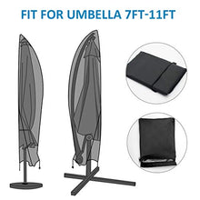 Estefanlo - Copriombrellone in tessuto Oxford 210D, impermeabile, antivento, anti UV, resistente, antistrappo, extra large, con cerniera, 265 x 40/70/50 cm, per ombrelloni decentrati, colore: nero
