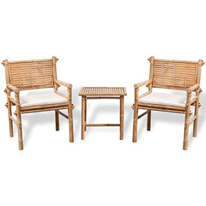 vidaXL Set 5 pz Mobili da Giardino Patio Tavolo e 2 Sedie in bambù con Cuscini
