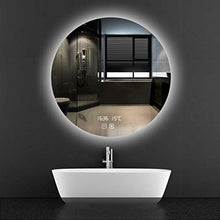 Specchio Tondo A Retroilluminazione LED, Specchio Antinebbia Intelligente Specchio da Bagno, Interruttore Doppio Tocco + Temperatura Temporale + Antiappannamento + Luce A Due Colori