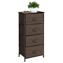 mDesign Comodino in stoffa – Organizer pratico con 4 cassetti – Cassettiera ideale per la camera da letto o per stanze piccole – marrone scuro