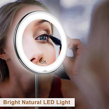 Hbao Guideck Flessibile 6.8"10x Specchio di Trucco Illuminato a LED a LED a LED a 360 Gradi a 360 Gradi, Specchio da Viaggio a Batteria a Batteria