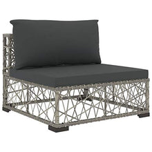 vidaXL Set Divani da Giardino 5 pz con Cuscini Foderati Lavabili Modulare Leggero Elegante Arredi da Esterno in Polyrattan Grigio Telaio in Acciaio