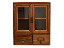 Armadio Da Scrivania In Legno Massello Con Cassetti In Vetro Retrò 30.8*36cm Marrone