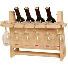 Portabottiglie per Vino in Legno Portabottiglie per Vino da appoggio Portabottiglie per Vino da appoggio - Decorazione Domestica, può Contenere 4 Bottiglie di Vino e 6 Bicchieri da Vino-B