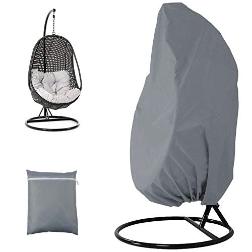 HSGAV Copertura per Poltrona Sospesa Copertura Sedia Dondolo Impermeabili Antivento Resistente allo Strappo 420D Oxford Rattan Giardino Wicker Coperture Mobili, Grigio,H 190 x D 115cm(74.8x45.3in)