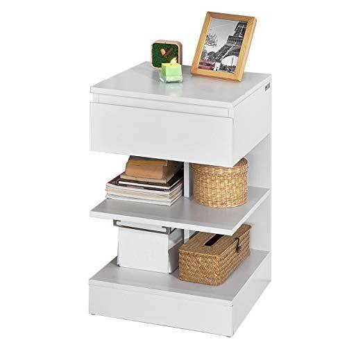 SoBuy® Tavolino da Divano, tavolino da Soggiorno, Comodini Letto,con cassetto,FBT49-W,IT - Arredi Casa