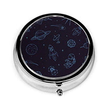3 scomparti pillole senza soluzione di continuità modello con Cosmonauts UFO Rocket Luxury Travel Kit Storage Metal Round Silver Button Pillola Dispenser Vitamine Olio di Pesce Integratori