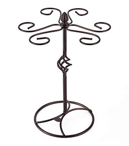 SELEZIONE Portabicchieri per vino rosso in ferro da stiro con coperchio portabicchieri con supporto per tazza da cucina e vino (bronzo scuro)
