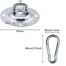 4 Pezzi Gancio per Soffitto, Girevole a 180°Gancio Soffitto Suspension, Ganci per Altalena, Ganci Soffitto Metallo Placca Occhiello Base Rotonda Gancio, per Altalena, Amaca, Yoga, Sacco da Boxe