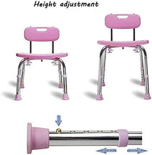 IREANJ Sgabello da bagno Sgabello da bagno Rosa Comfort Schienale Bagno Sedia Anziani/Disabili/Incinta Regolabile In Lega di Alluminio Sgabello Antiscivolo Max 136kg Vasca Da Bagno