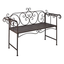Anself Panchina da Esterno Marrone in Metallo da Giardino con Schienale con Disegno