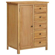 Tidyard Armadietto Armadio Credenza Guardaroba Moderno in Legno Massello di Rovere con 5 Cassetti e Anta,Credenza Moderna con Cassetti,Armadietto con Cassetti Moderno 76x52x105 cm