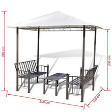 BBZZ - Padiglione da giardino con tavolo e panchine, gazebo da giardino, 2,5 x 1,5 x 2,4 m