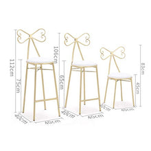 YS Sedia Sgabello da Bar Sedile da Bar, Creativo Iron Art Nordic High Butterfly Knot Schienale Cuscino in Spugna da Pranzo con Poggiapiedi Modern Restaurant Pub Counter,75 cm