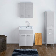 Inbagno Mobile Lavatoio, L.60xP.50xH.86.5, Grigio, Vasca in Ceramica con profondità 30 cm