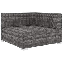 Tidyard Poltrona Modulare ad Angolo con Cuscini in Polyrattan Grigio 70 x 70 x 52,5 cm (L x P x A) : Grigio e Grigio Scuro