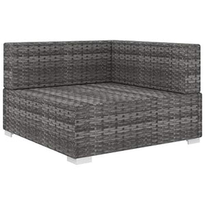 Tidyard Poltrona Modulare ad Angolo con Cuscini in Polyrattan Grigio 70 x 70 x 52,5 cm (L x P x A) : Grigio e Grigio Scuro